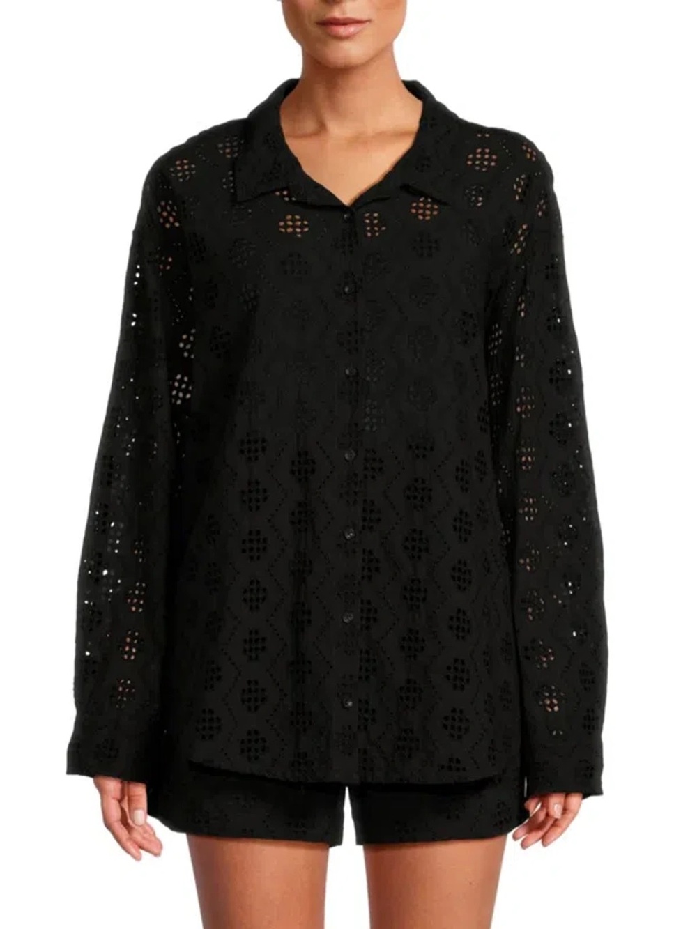 Habitual Black Eyelet Blouse